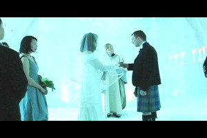 a clip from the Ice Hotel/Morocco wedding